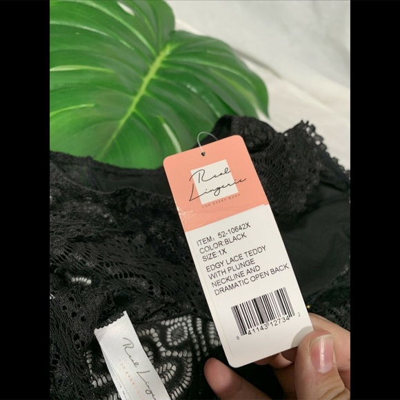 NWT OH LA LA CHERI Lucette Edgy Lace Plunge Bodysuit in‎ Black [PLUS SZ 1X ] - Picture 12 of 12